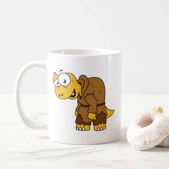 Caneca De Café Um Cartoon Dinossaur Hunchback. (Com Donut)