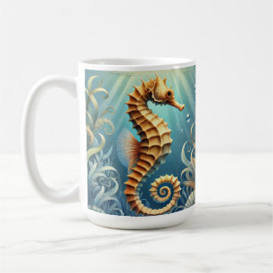Caneca De Café Um cavalo-marinho elegante nadando debaixo d'água