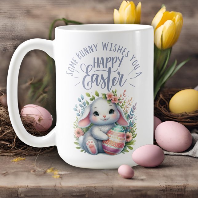 Caneca De Café Um Coelhinho Quer Um Felz pascoa Adorável (Some Bunny Wishes You A Happy Easter Adorable Coffee Mug)