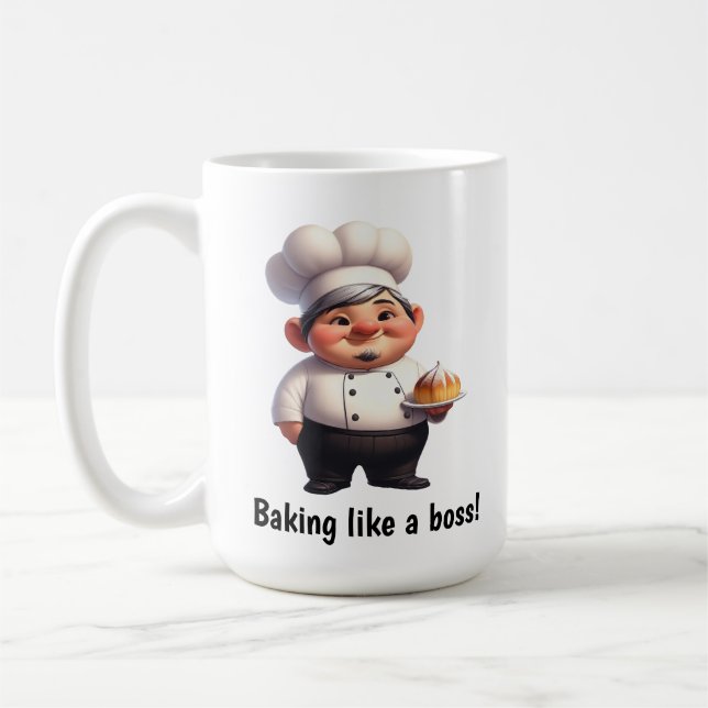 Caneca De Café Um Confeiteiro Feliz Posando para a Câmera (Esquerda)