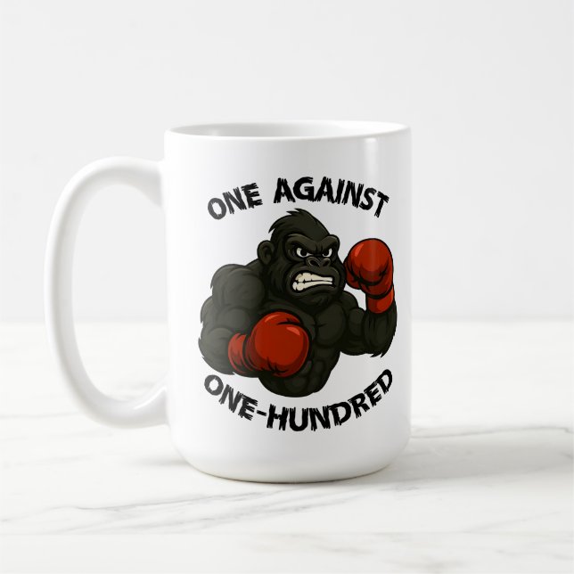 Caneca De Café Um Contra Cem – Treino de Boxe do Gorila (Esquerda)