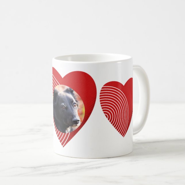 Caneca De Café Um Coração Vermelho Striped (Frente Esquerda)