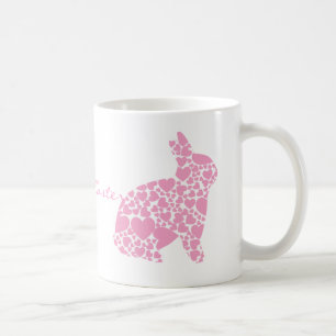 Caneca De Café Um desenho animado de coelhinho de Páscoa rosa