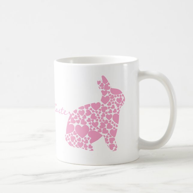 Caneca De Café Um desenho animado de coelhinho de Páscoa rosa (Direita)