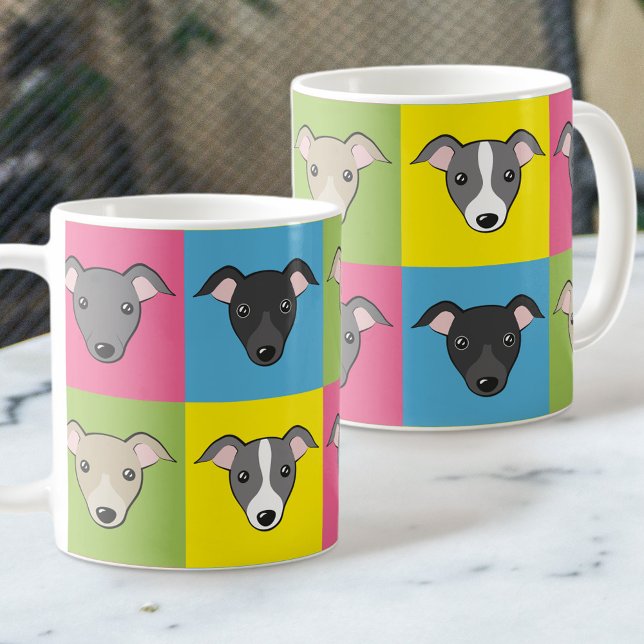 Caneca De Café Um desenho animado italiano Greyhounds pop art (Criador carregado)
