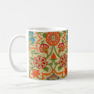 Caneca De Café Um design floral por espelho repete. Laranja e ver