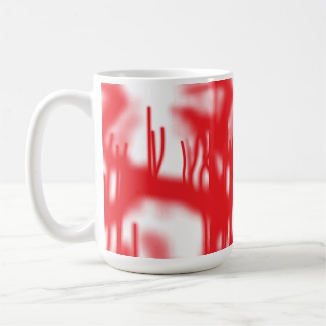 Caneca De Café Um design gráfico com vermelho e laranja em negrit (Esquerda)