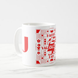 Caneca De Café Um Dia dos Namorados personalizado moderno Bauhaus