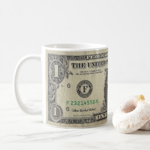 Caneca De Café Um Dólar Bill Mug, Branco