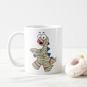 Caneca De Café Um Estegossauro De Cartoon Vestiu Como Uma Mamã.