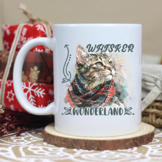 Caneca De Café Um felino aconchegante num lenço colorido, sonhand