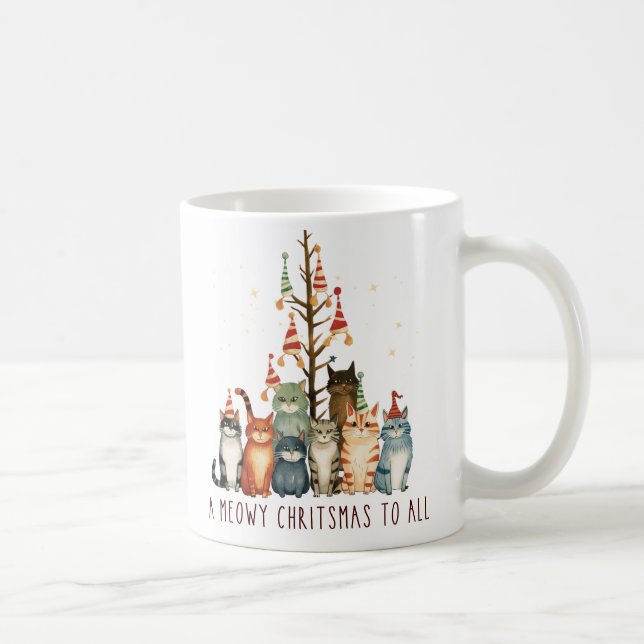 Caneca De Café Um Feliz Natal Para Todos/Gatos (Direita)