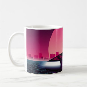 Caneca De Café Um futuro retrô. fundo de ficção científica estilo