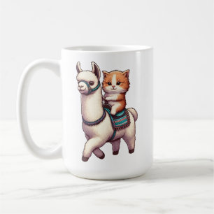 Caneca De Café Um gatinho Fofinho a andar Fluffy Llama, Cat e Lla