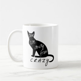 Caneca De Café Um gato longe da silhueta engraçada CRAZY