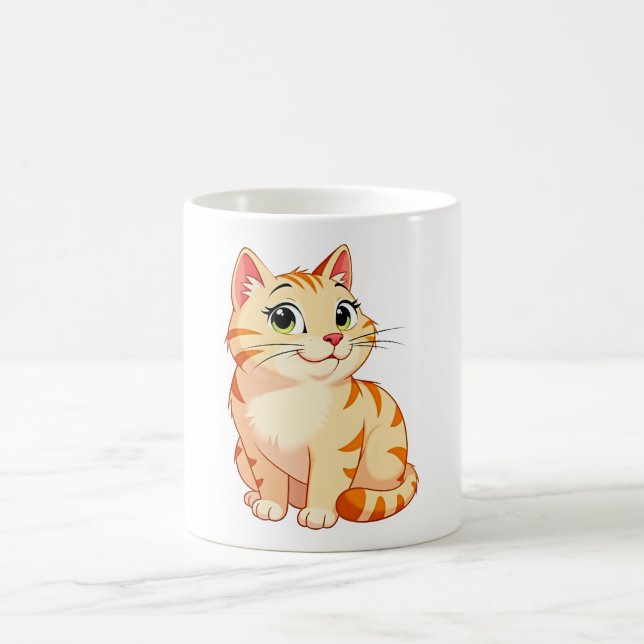 Caneca De Café um gato persa laranja de desenho animado (Centro)