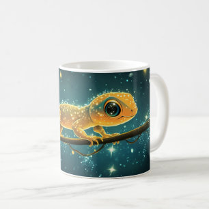 Caneca De Café Um gecko estilizado e luminoso, projetado de forma