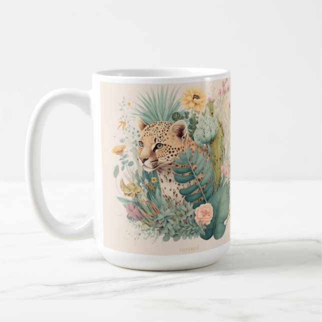 Caneca De Café Um leopardo atrás do costume do mato (Esquerda)