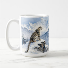 Caneca De Café Um Leopardo da Neve no Pico Nevado