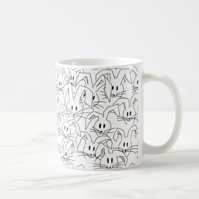 Caneca De Café Um monte de Bunnies em branco - padrão perfeito. (Direita)