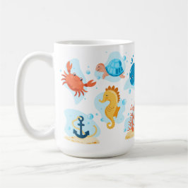 Caneca De Café Um mundo submarino bonito. Vida no oceano