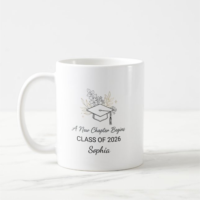 Caneca De Café Um Novo Capítulo Começa Turma de 2026 Personalizad (Esquerda)
