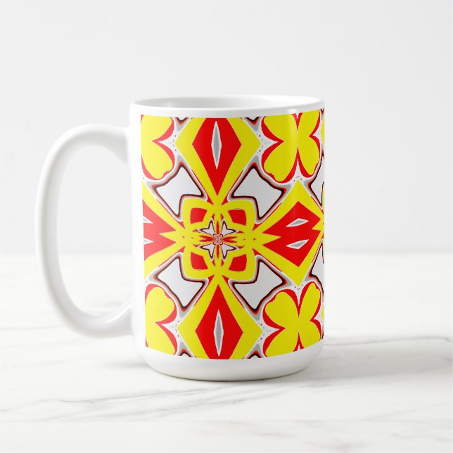 Caneca De Café Um padrão clássico vibrante branco vermelho (Esquerda)