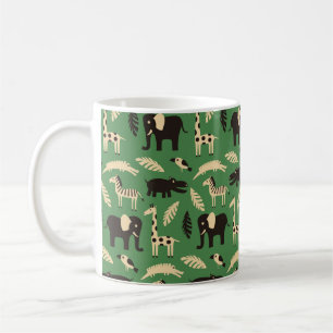 Caneca De Café Um padrão constante com animais africanos engraç