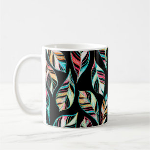 Caneca De Café Um padrão constante de folhas. Cor do desenho da m