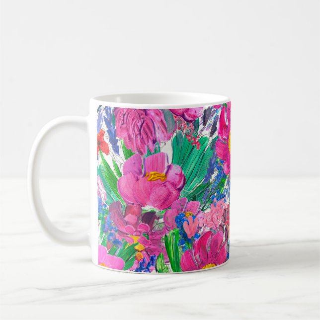 Caneca De Café Um padrão perfeito com flores bonitas. Watercolo (Esquerda)