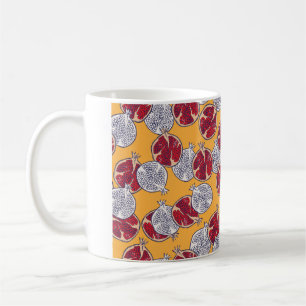 Caneca De Café Um padrão perfeito. Mão de romã desenhada. 