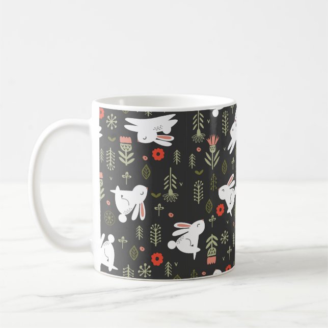 Caneca De Café Um padrão perfeito num fundo escuro. Branco-claro  (Esquerda)