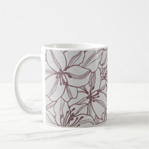Caneca De Café Um padrão sem costura de flores de lírios. Mão d