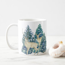 Um Par De Veado Na Floresta De Inverno