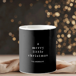 Caneca De Café "Um pequeno Natal Feliz, preto e branco