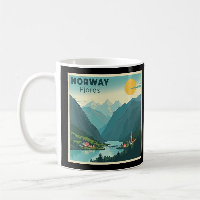 Caneca De Café Um Poster de viagens Clássico Nostálgico - Fjords  (Esquerda)