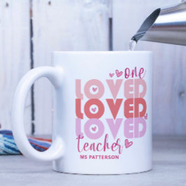 Caneca De Café Um Professor de Amor Nome Moderno Rosa
