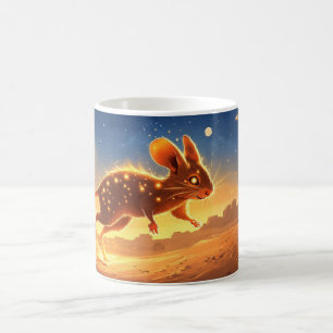 Caneca De Café um rato num cenário desértico noturno