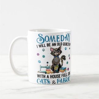 Caneca De Café Uma Casa Cheia de Gatos e Tecido de Patchwork
