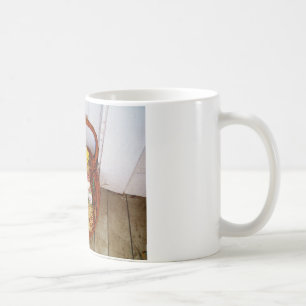 Caneca De Café Uma cesta de narcisos amarelos e ovos de Páscoa fl