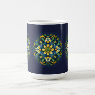 Caneca De Café 💚💙💛 Uma Elegância Única em Azulejo: Jardim da M