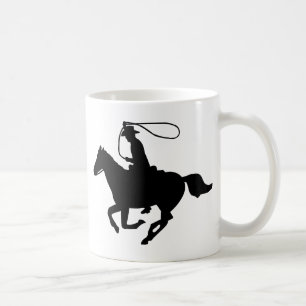 Caneca De Café Uma equitação do vaqueiro com um lasso.