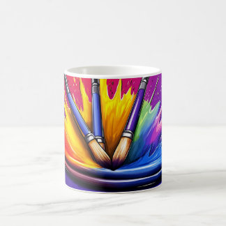 Caneca De Café Uma explosão de cores vibrantes de uma paleta.
