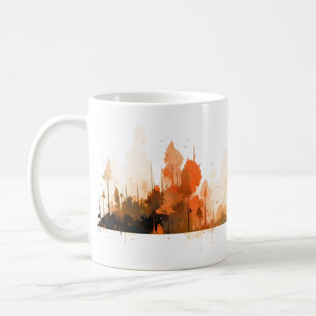 Caneca De Café Uma Floresta Simples em Pinceladas (Esquerda)
