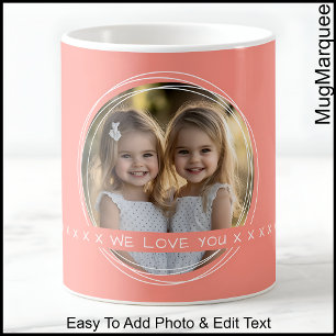 Caneca De Café Uma Foto Com Texto / Mensagem Personalizada Coral