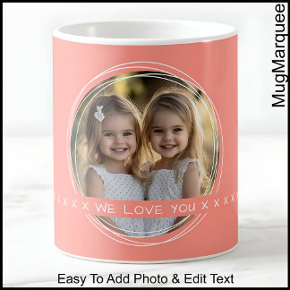 Caneca De Café Uma Foto Com Texto Personalizado/Coral De Mensagem