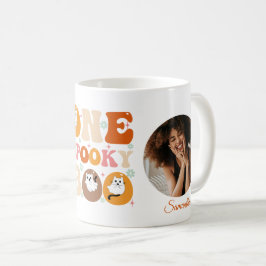 Caneca De Café Uma Foto de Gato Fantasma de Halloween Groovy e As