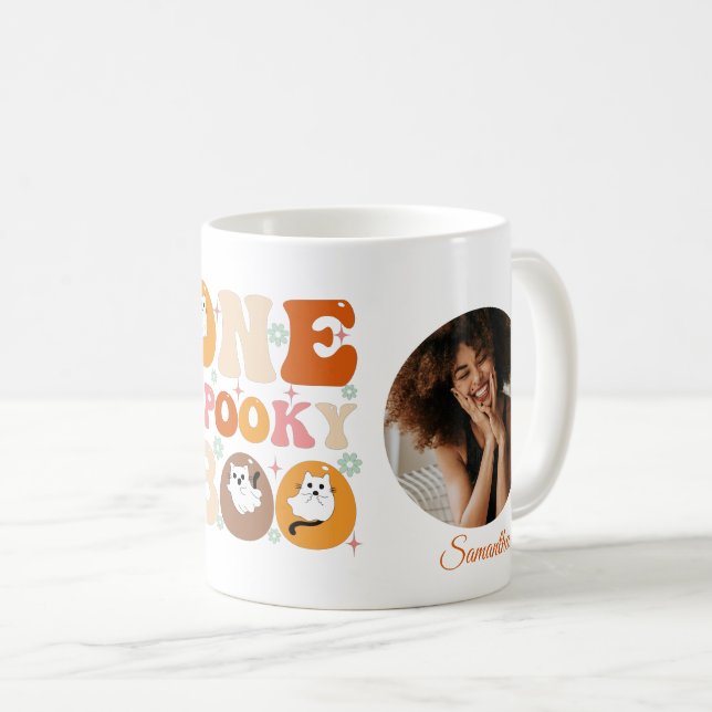 Caneca De Café Uma Foto Fantasma do Ghost do Groovy Halloween Boo (Frente Esquerda)