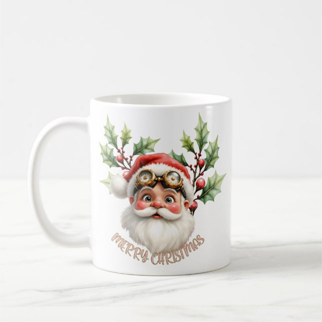 Caneca De Café Uma galinha-branca Santa Claus (Esquerda)