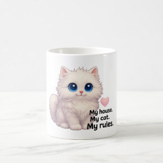 Caneca De Café Uma Gama De Gato Branca E Bonita - "Minha Casa. Me